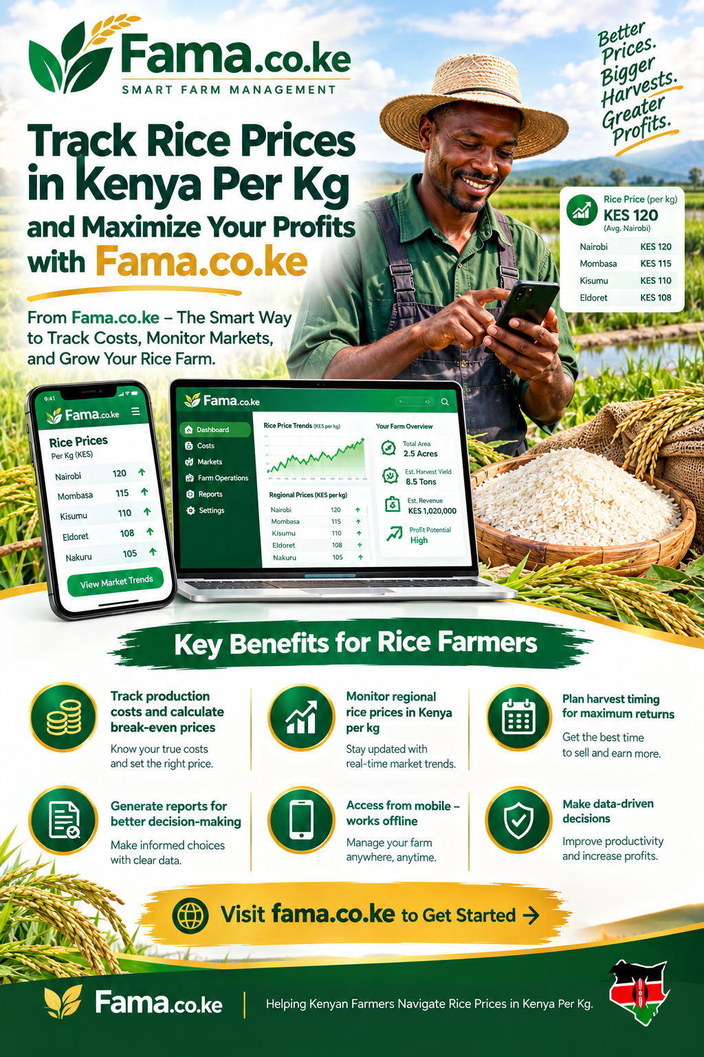 Rice prices in Kenya per kg