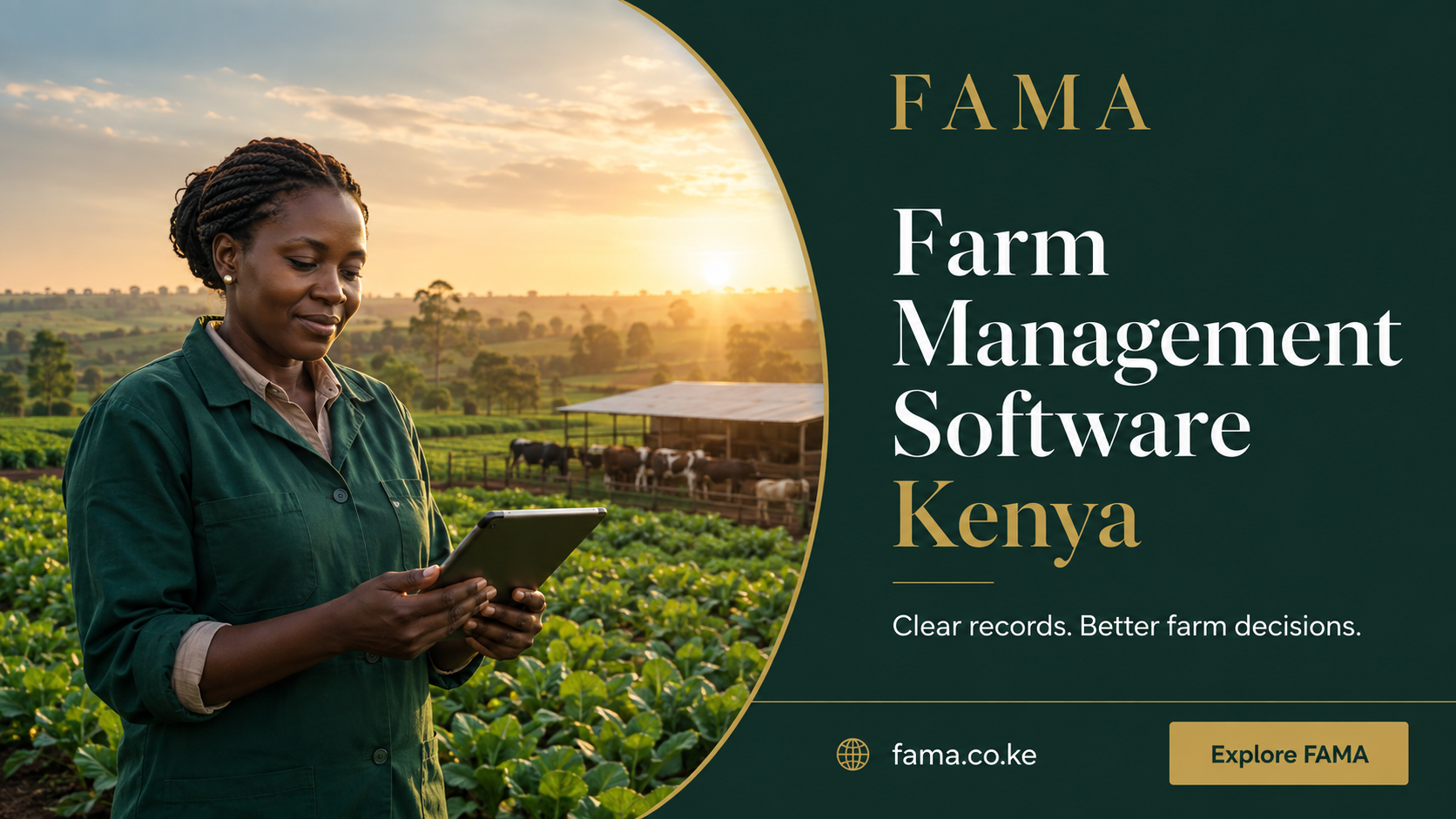Farm Management Software Kenya — Kenyan farm owner with a tablet overlooking fields